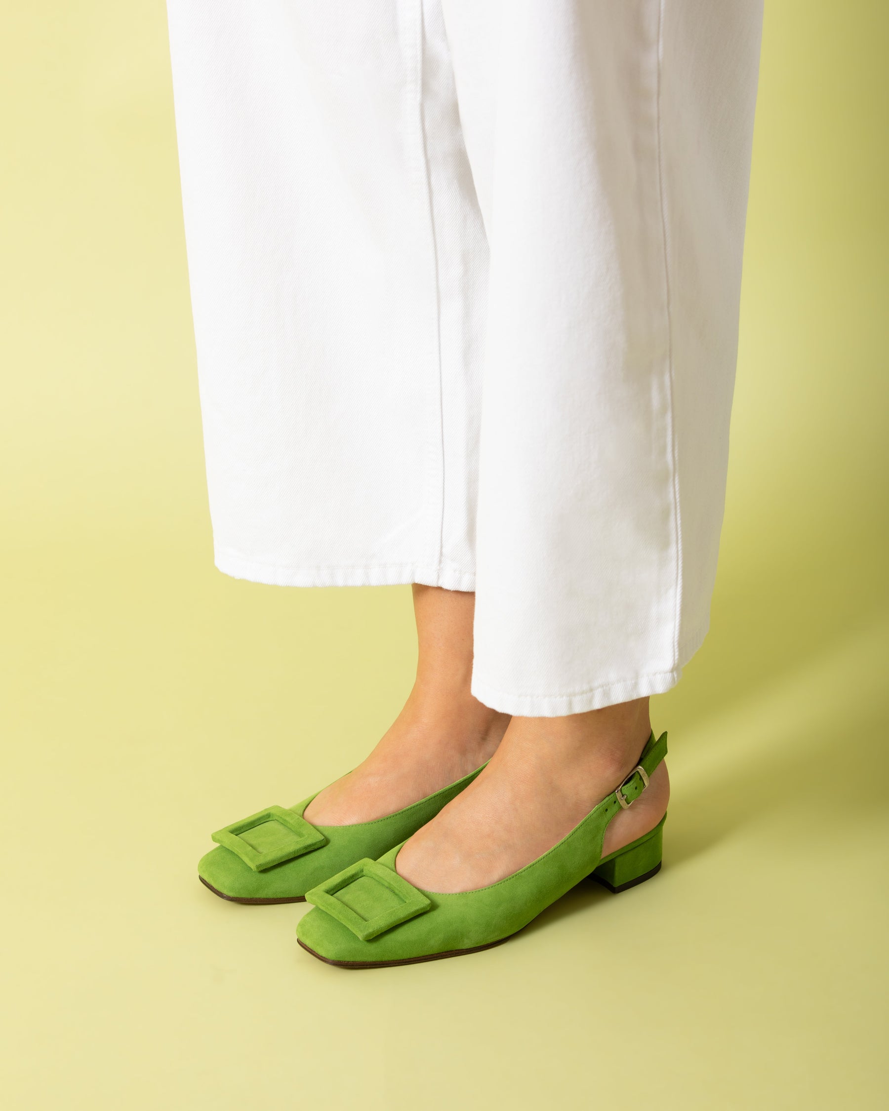 Begum paris jackie suede green slingback 